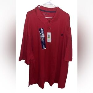 IZOD Men's Red Polo Shirt Collar Button Placket Moisture Wicking Size 5XL NWT